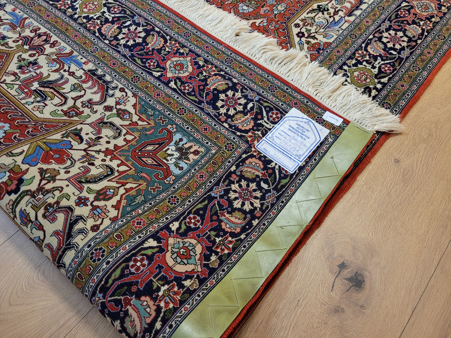 Täbriz Teppich Korkwolle auf Seide feine Handknüpfung Medaillon