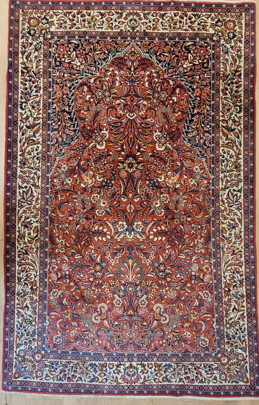 Sarough Teppich Korkwolle feine Handknüpfung florales Design