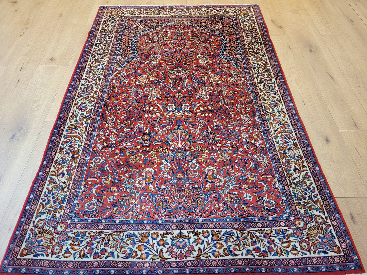 Sarough Teppich Korkwolle feine Handknüpfung florales Design