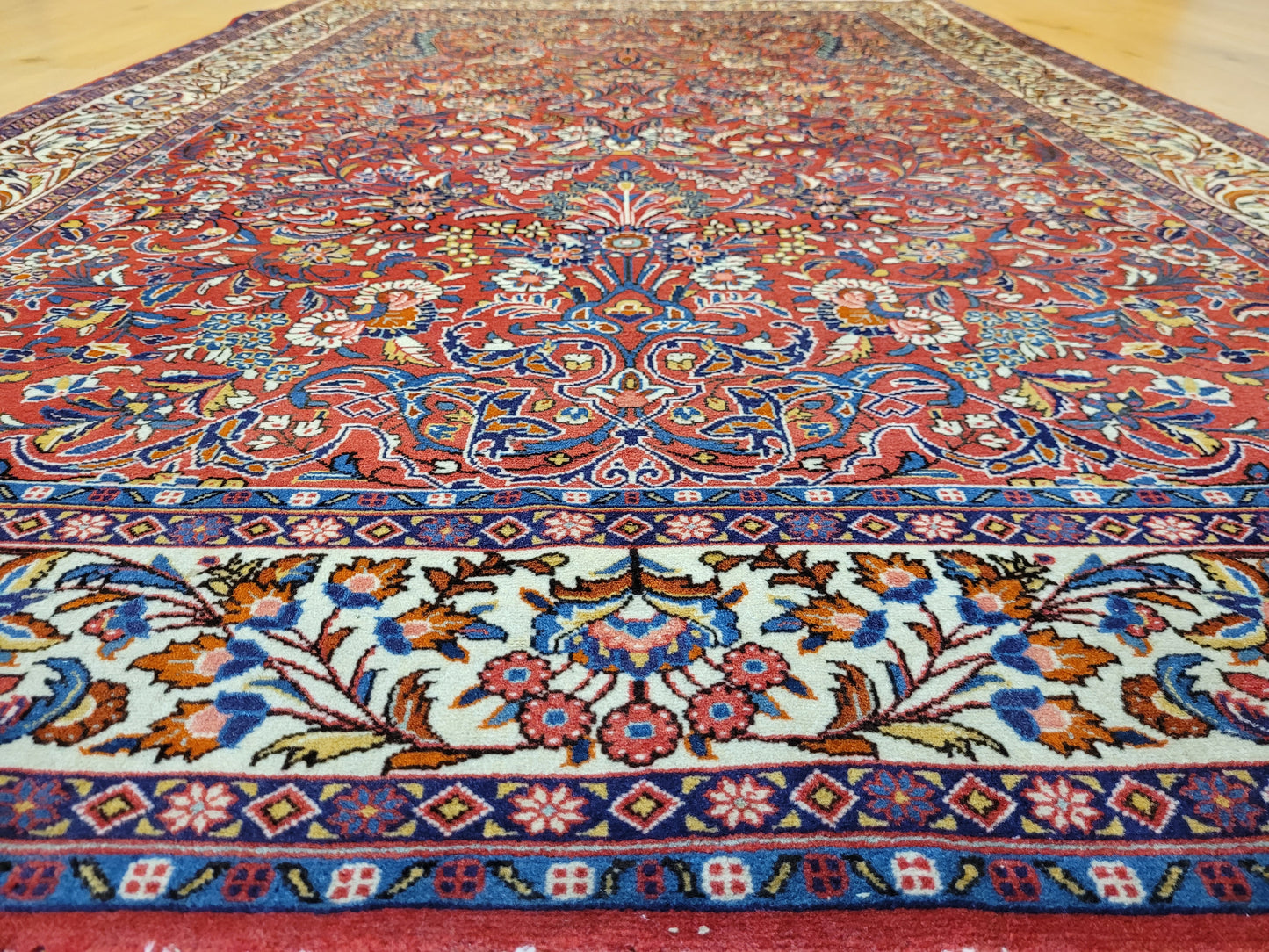 Sarough Teppich Korkwolle feine Handknüpfung florales Design