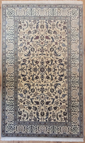 Nain Teppich Korkwolle mit Seide feine Handknüpfung cremeblau