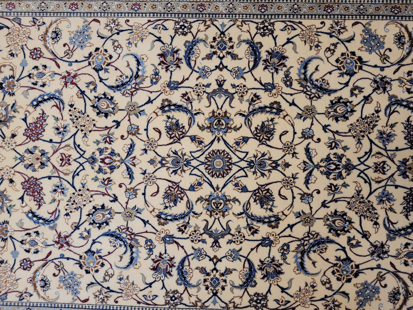 Nain Teppich Korkwolle mit Seide feine Handknüpfung cremeblau