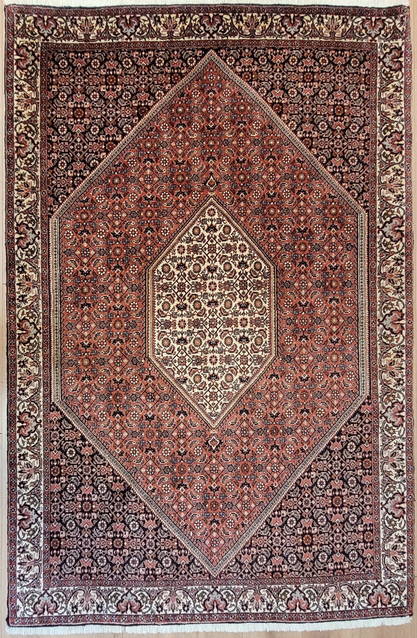 Bidjor Teppich Korkwolle feine Handknüpfung geometrisches Design