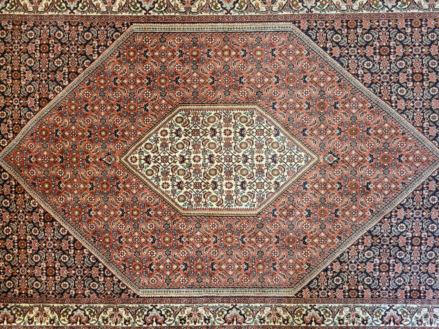 Bidjor Teppich Korkwolle feine Handknüpfung geometrisches Design