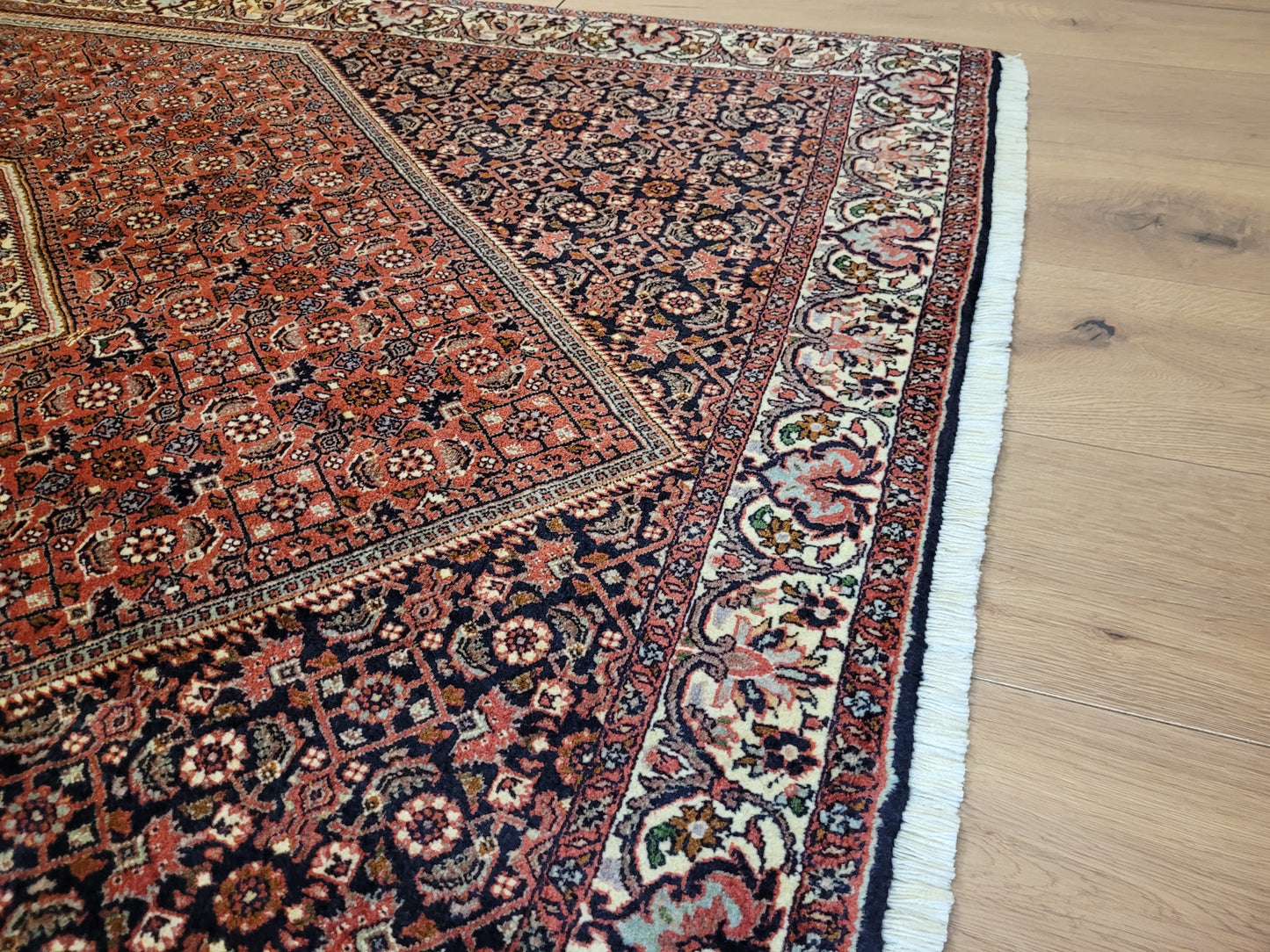 Bidjor Teppich Korkwolle feine Handknüpfung geometrisches Design