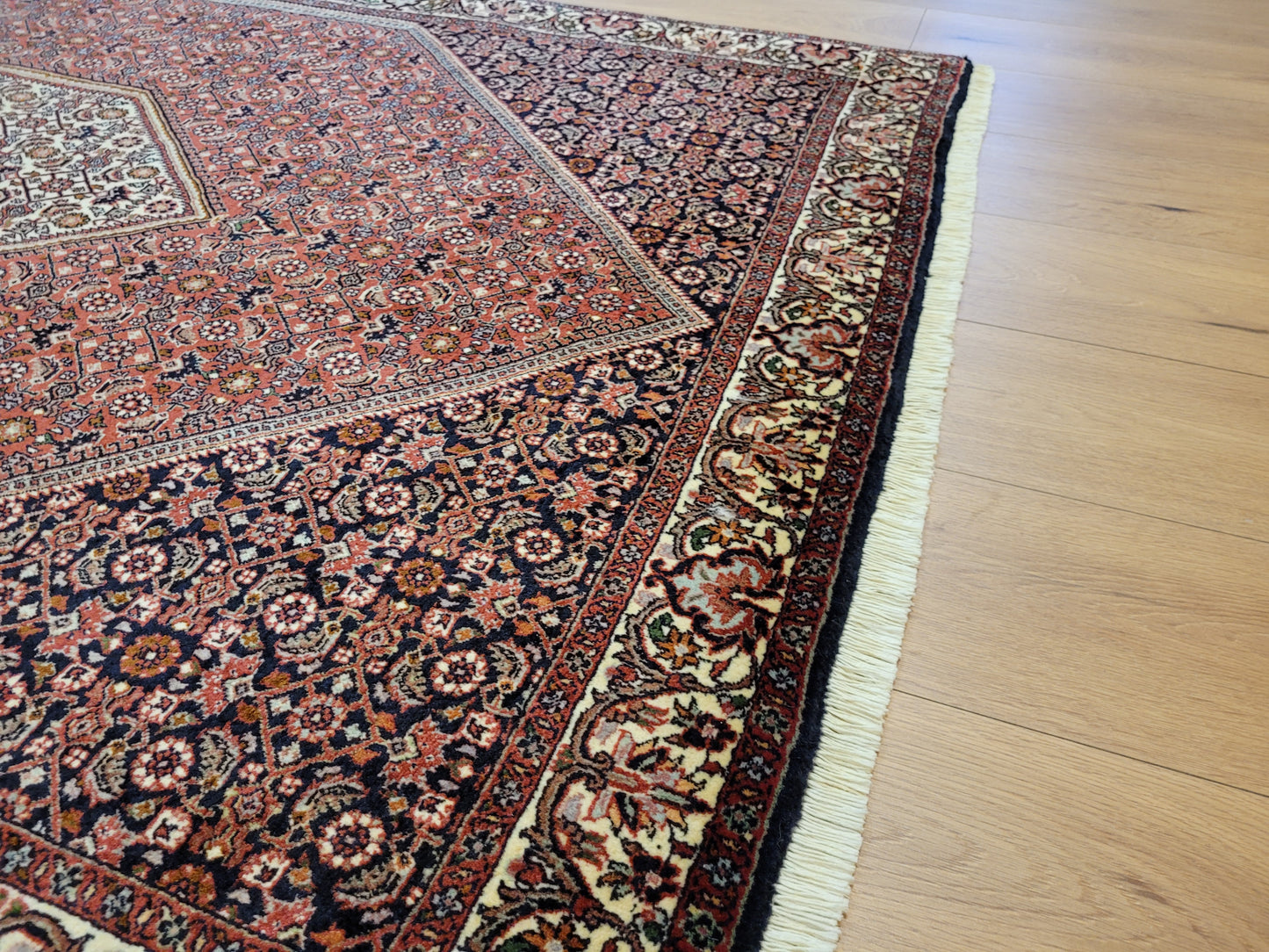 Bidjor Teppich Korkwolle feine Handknüpfung geometrisches Design