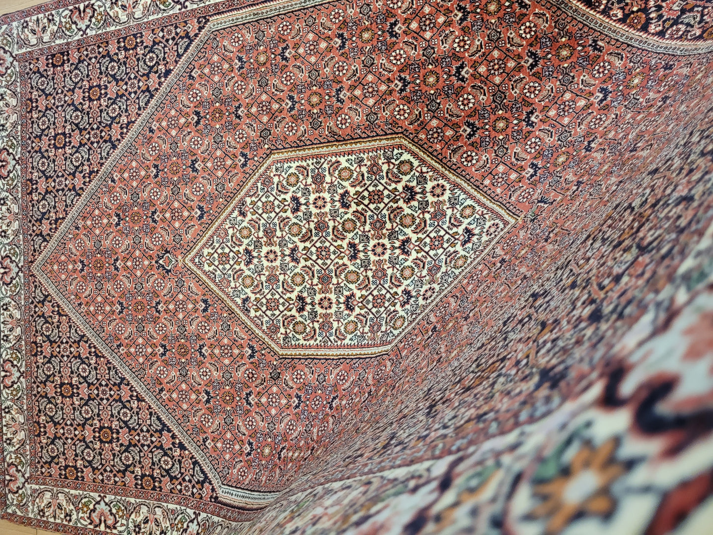 Bidjor Teppich Korkwolle feine Handknüpfung geometrisches Design