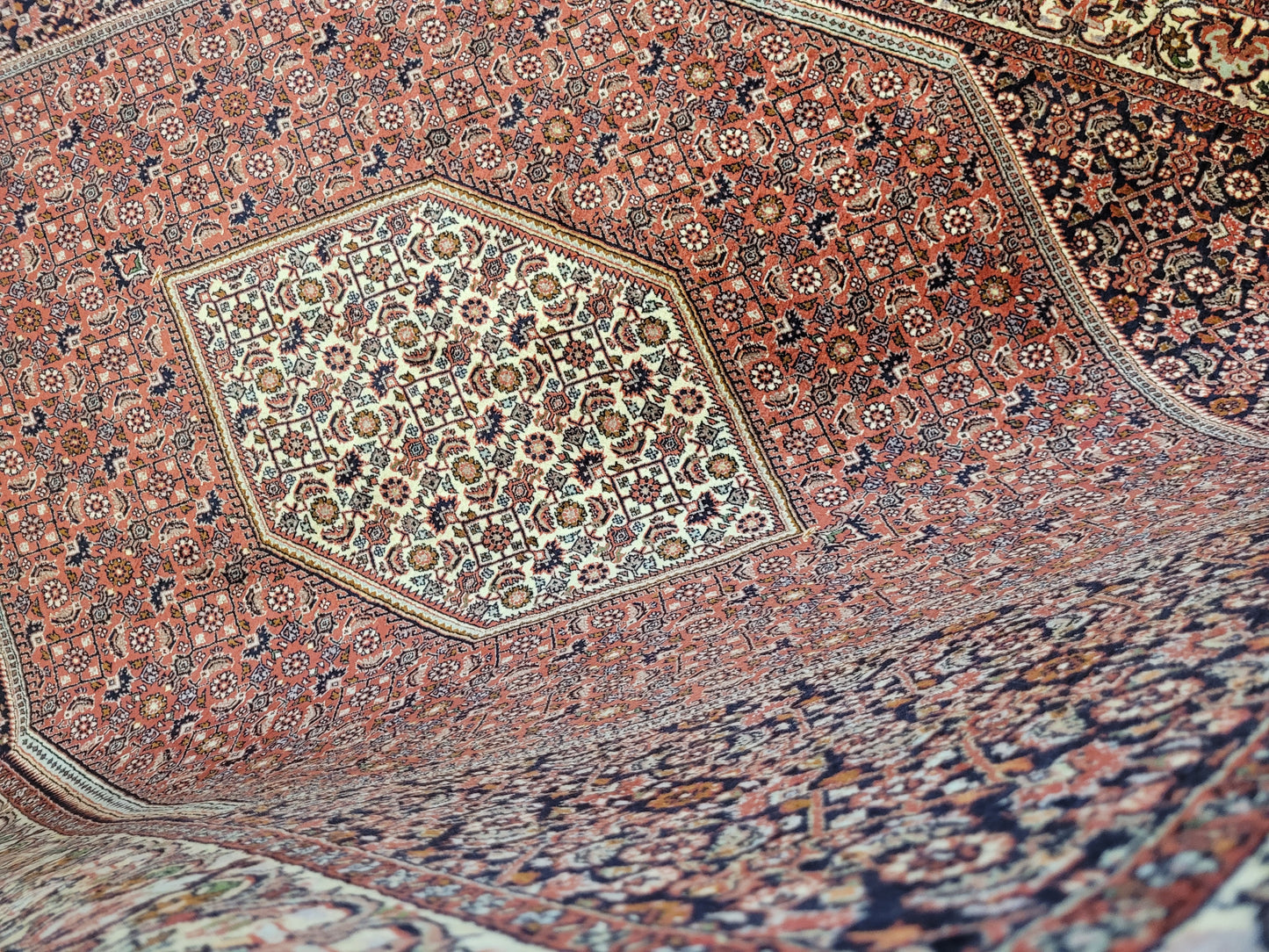 Bidjor Teppich Korkwolle feine Handknüpfung geometrisches Design