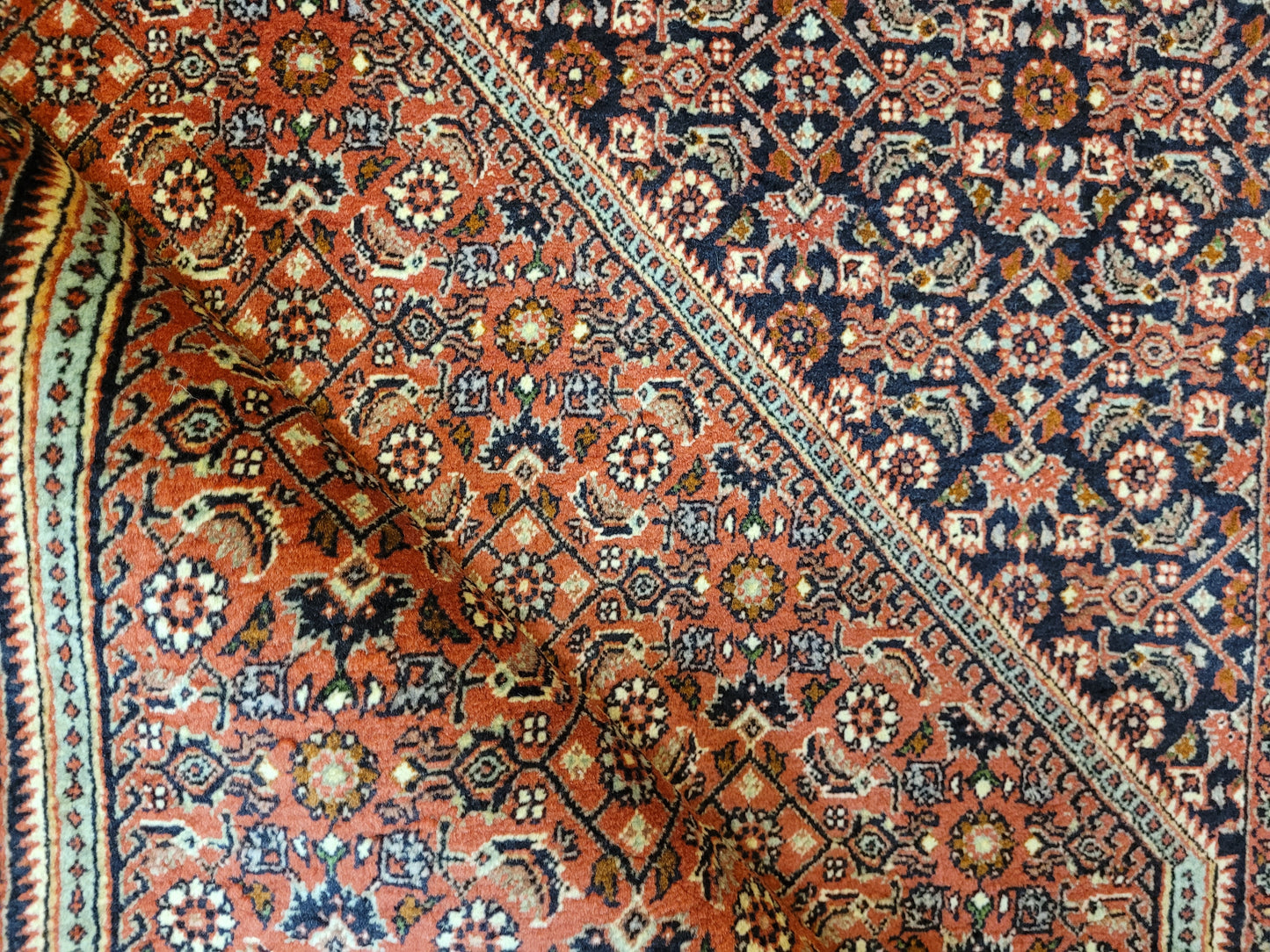 Bidjor Teppich Korkwolle feine Handknüpfung geometrisches Design