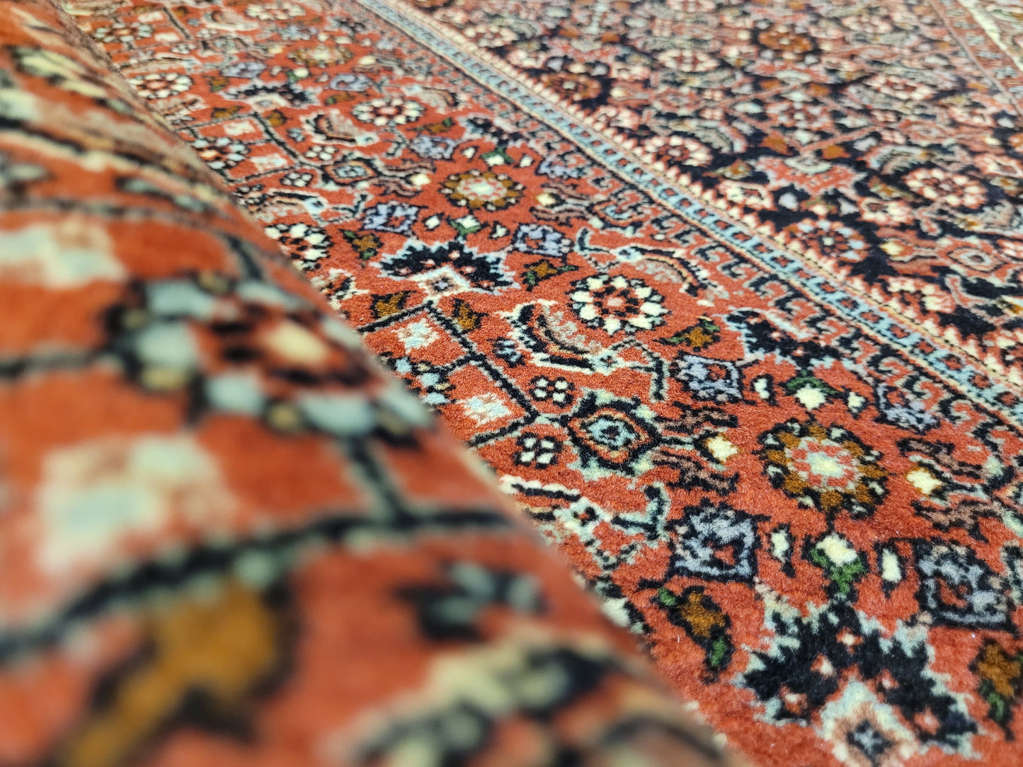 Bidjor Teppich Korkwolle feine Handknüpfung geometrisches Design