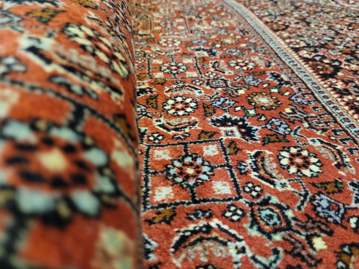 Bidjor Teppich Korkwolle feine Handknüpfung geometrisches Design