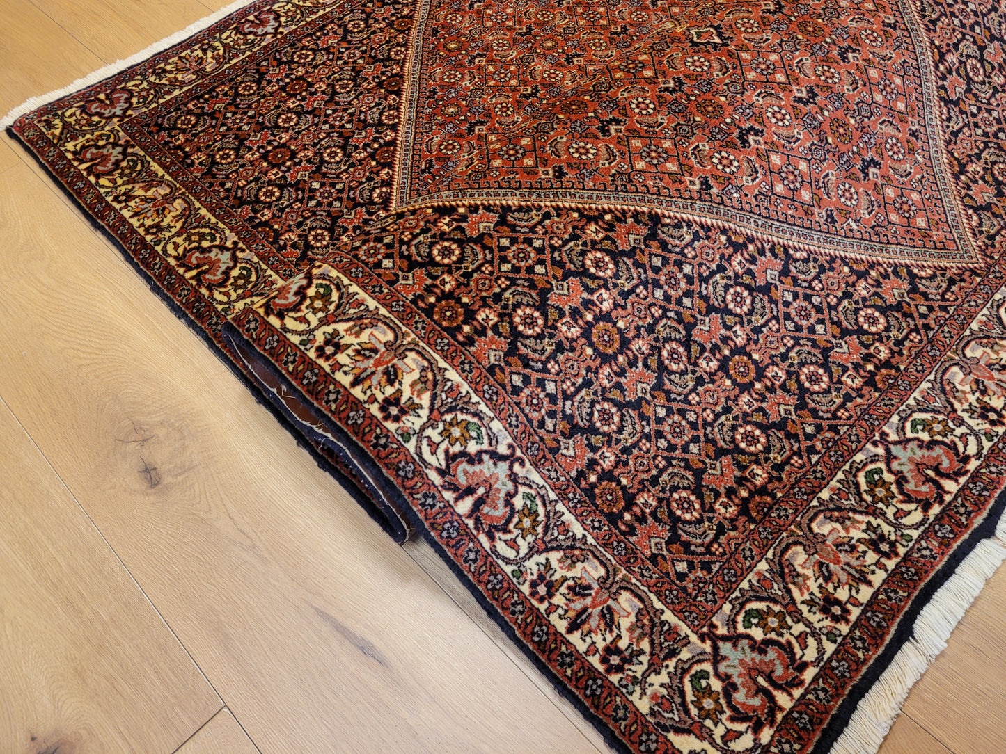 Bidjor Teppich Korkwolle feine Handknüpfung geometrisches Design