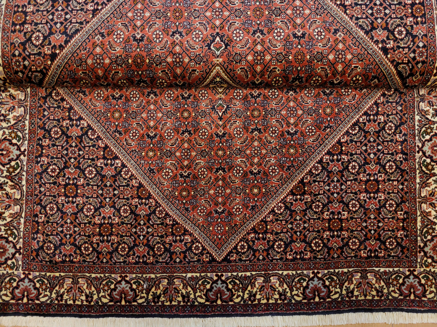 Bidjor Teppich Korkwolle feine Handknüpfung geometrisches Design