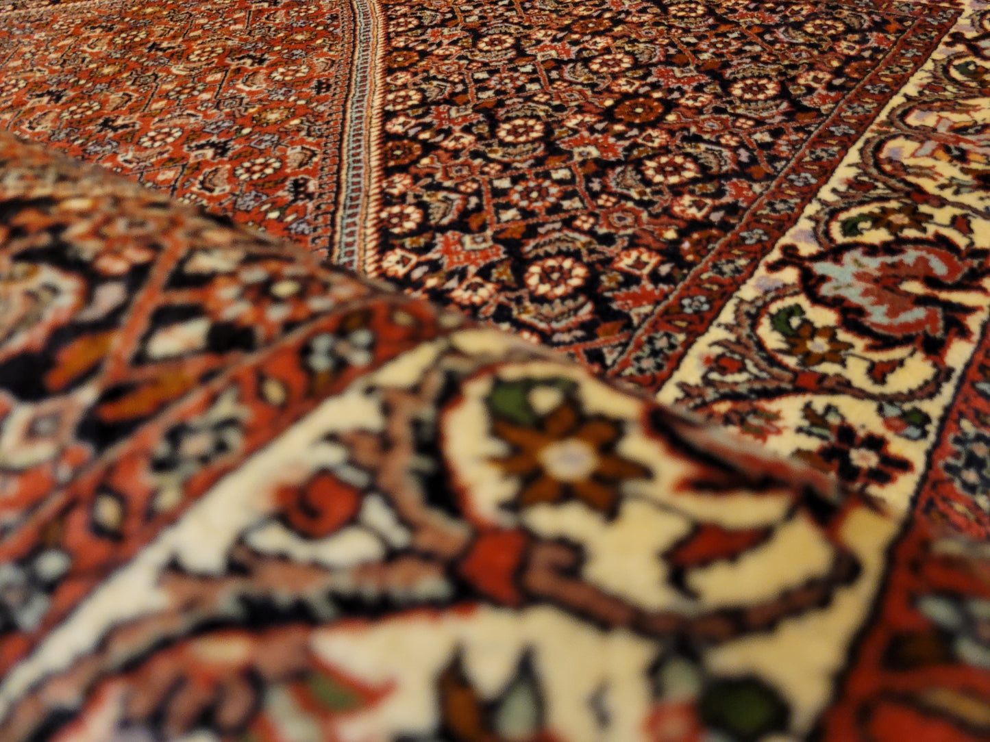 Bidjor Teppich Korkwolle feine Handknüpfung geometrisches Design