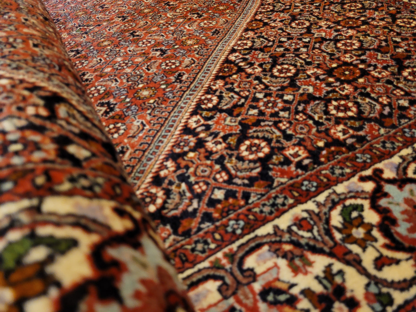 Bidjor Teppich Korkwolle feine Handknüpfung geometrisches Design