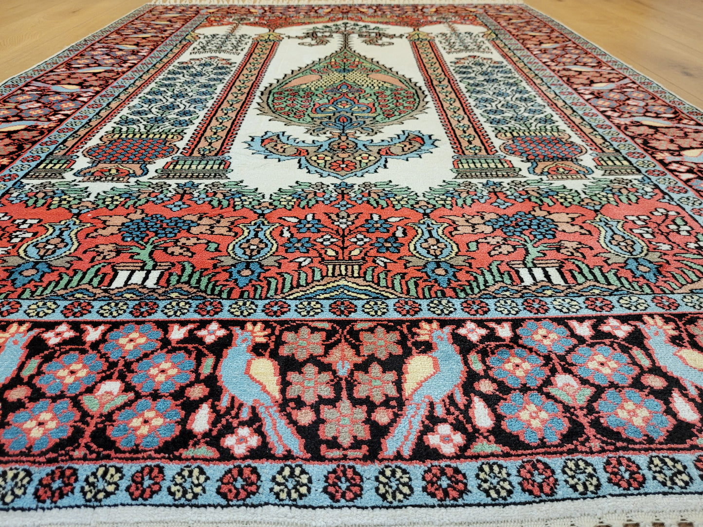 Kaschmir Seidenteppich Gebetsteppich feine Handknüpfung