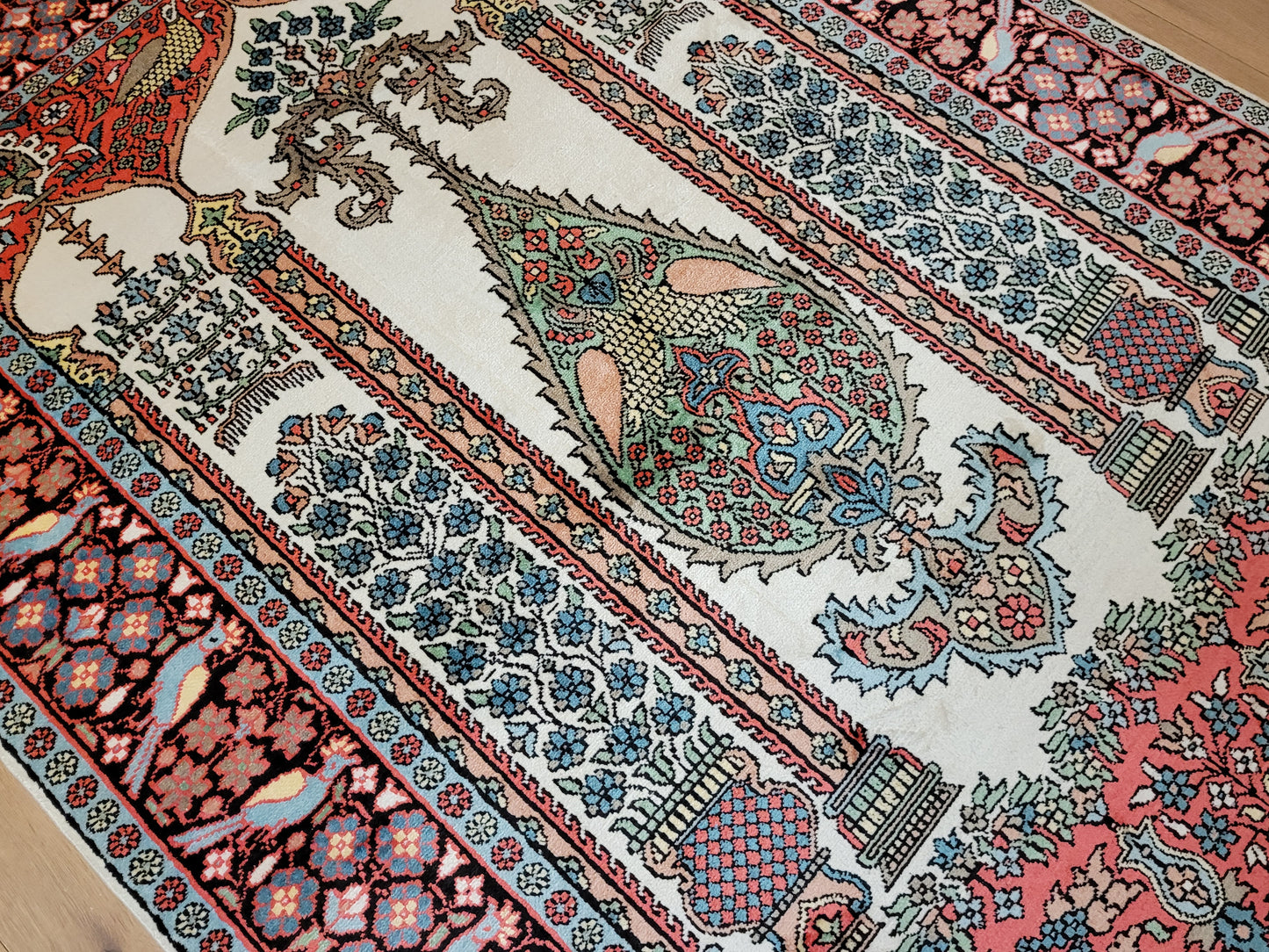 Kaschmir Seidenteppich Gebetsteppich feine Handknüpfung