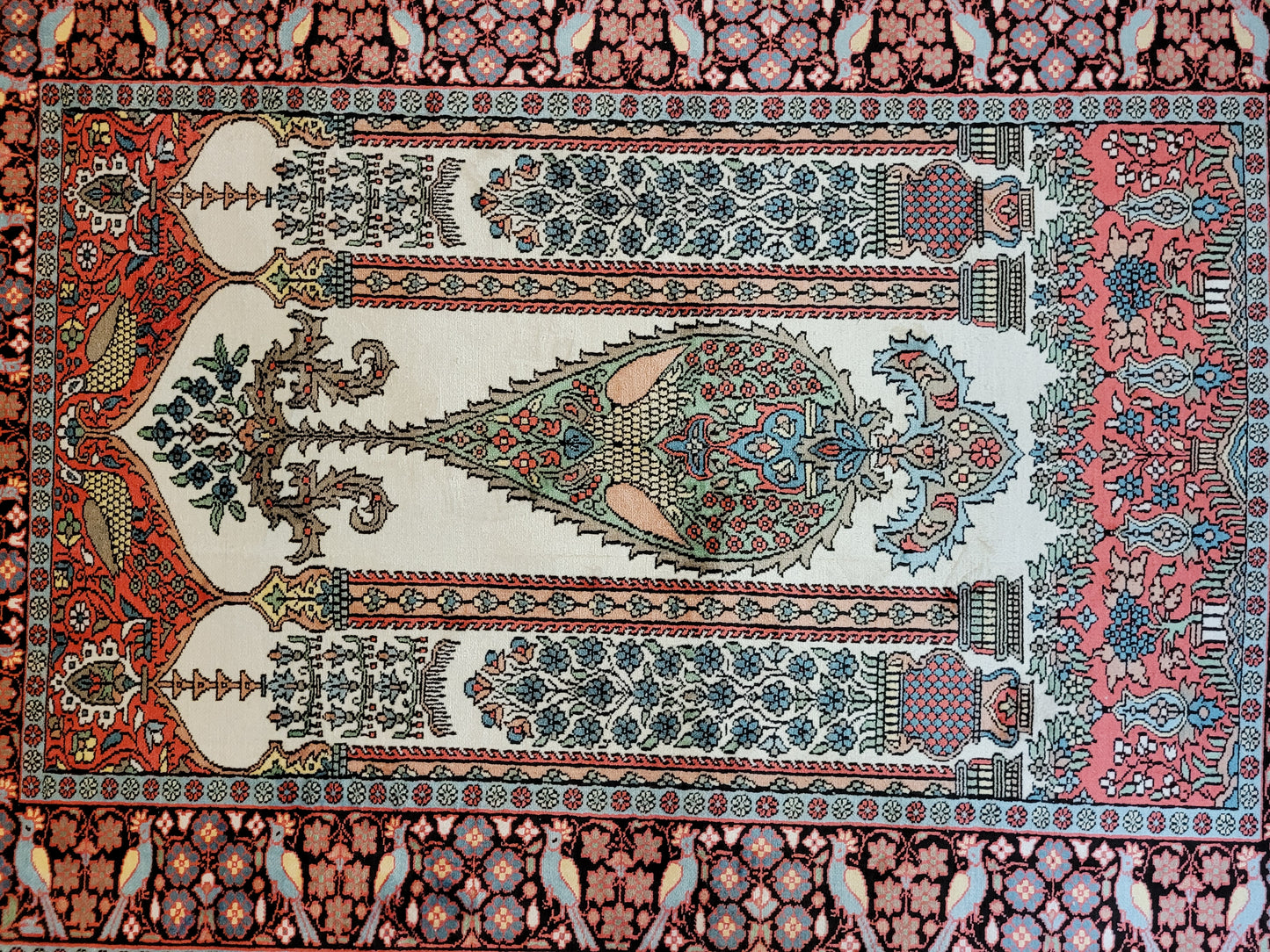 Kaschmir Seidenteppich Gebetsteppich feine Handknüpfung