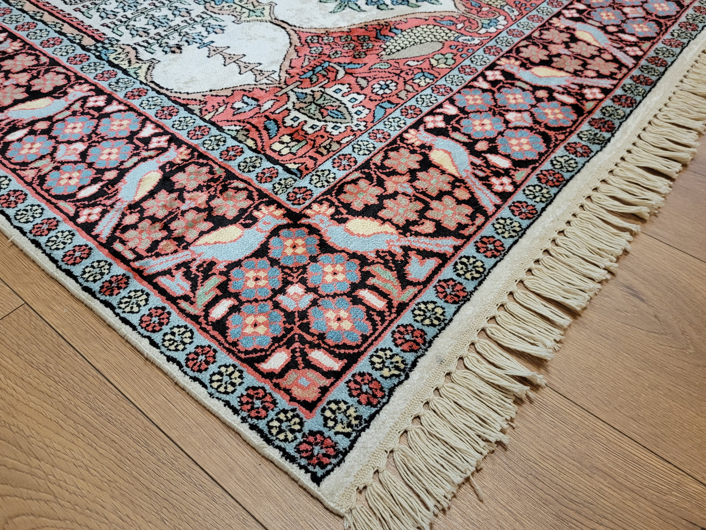 Kaschmir Seidenteppich Gebetsteppich feine Handknüpfung