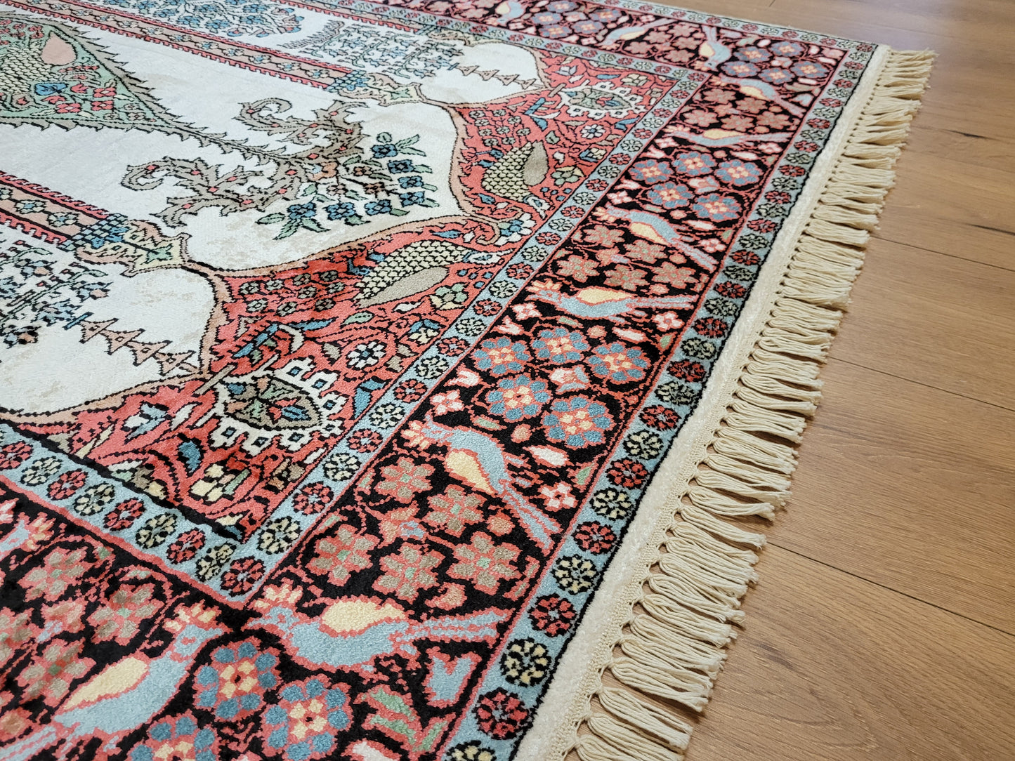 Kaschmir Seidenteppich Gebetsteppich feine Handknüpfung