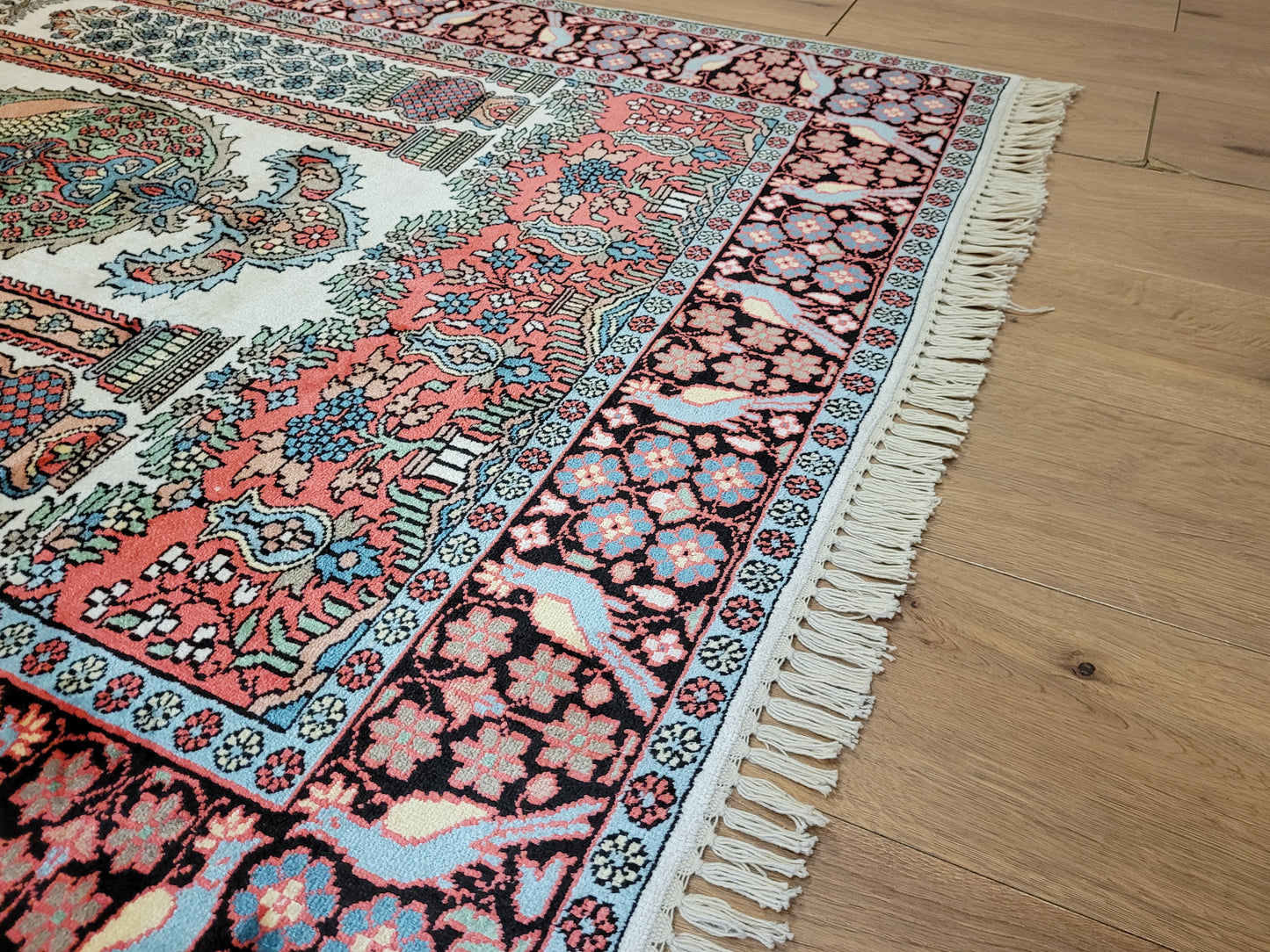 Kaschmir Seidenteppich Gebetsteppich feine Handknüpfung