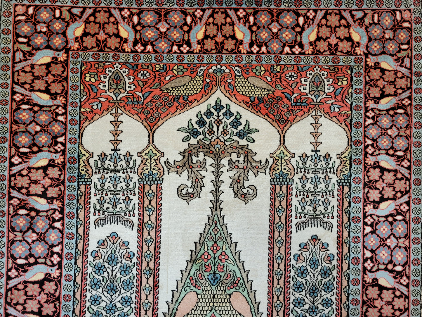 Kaschmir Seidenteppich Gebetsteppich feine Handknüpfung