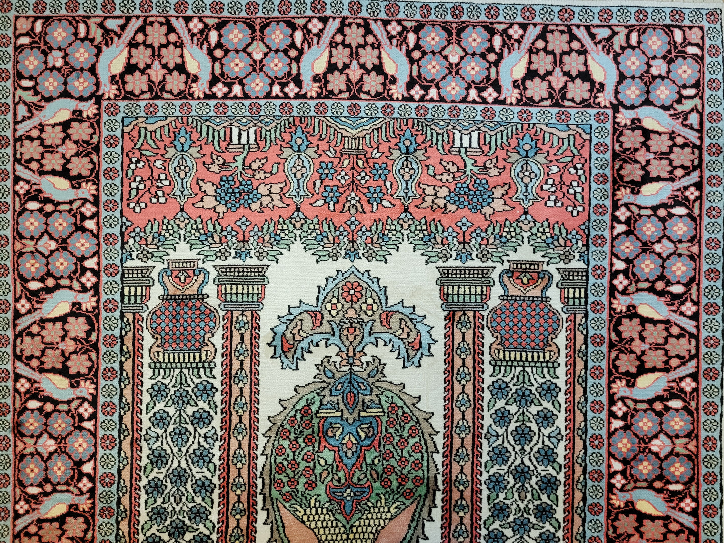 Kaschmir Seidenteppich Gebetsteppich feine Handknüpfung