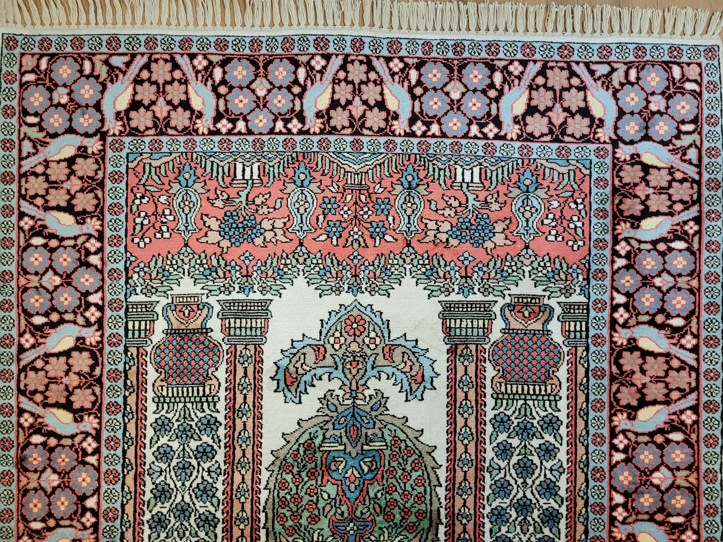 Kaschmir Seidenteppich Gebetsteppich feine Handknüpfung