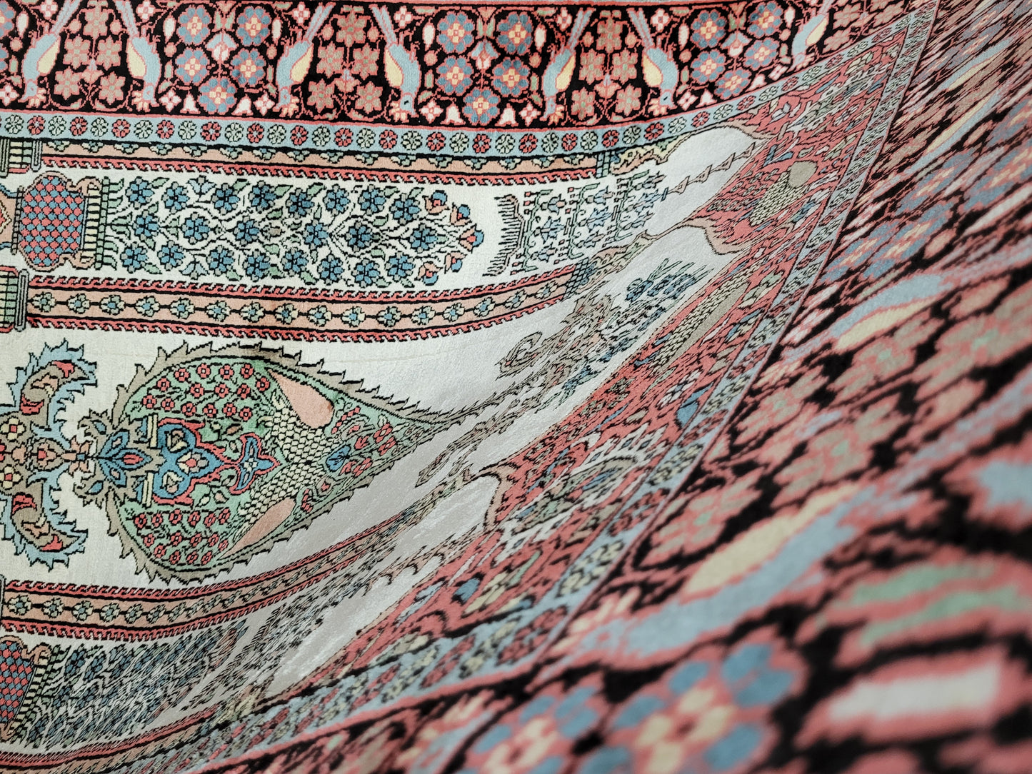 Kaschmir Seidenteppich Gebetsteppich feine Handknüpfung