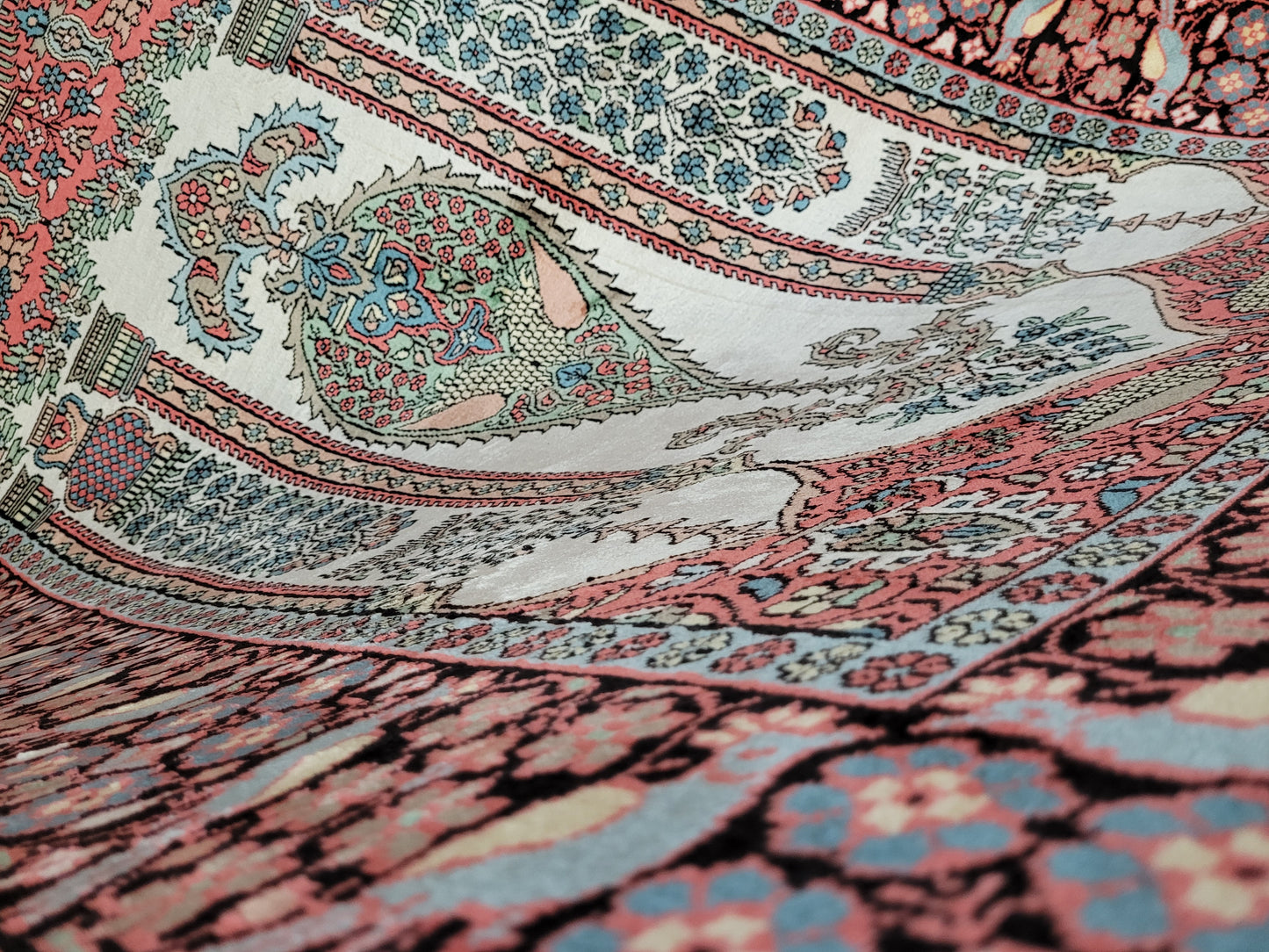 Kaschmir Seidenteppich Gebetsteppich feine Handknüpfung