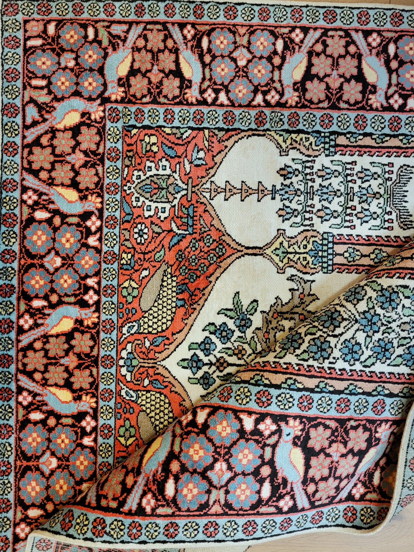 Kaschmir Seidenteppich Gebetsteppich feine Handknüpfung