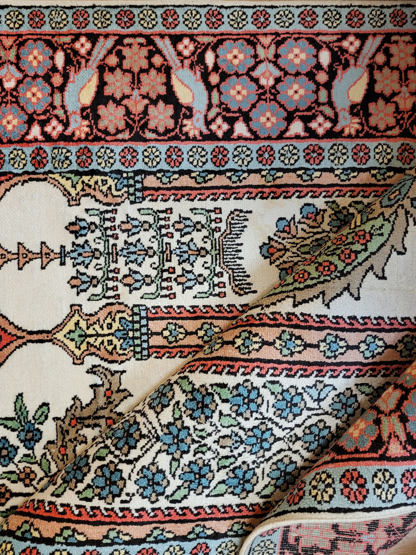 Kaschmir Seidenteppich Gebetsteppich feine Handknüpfung