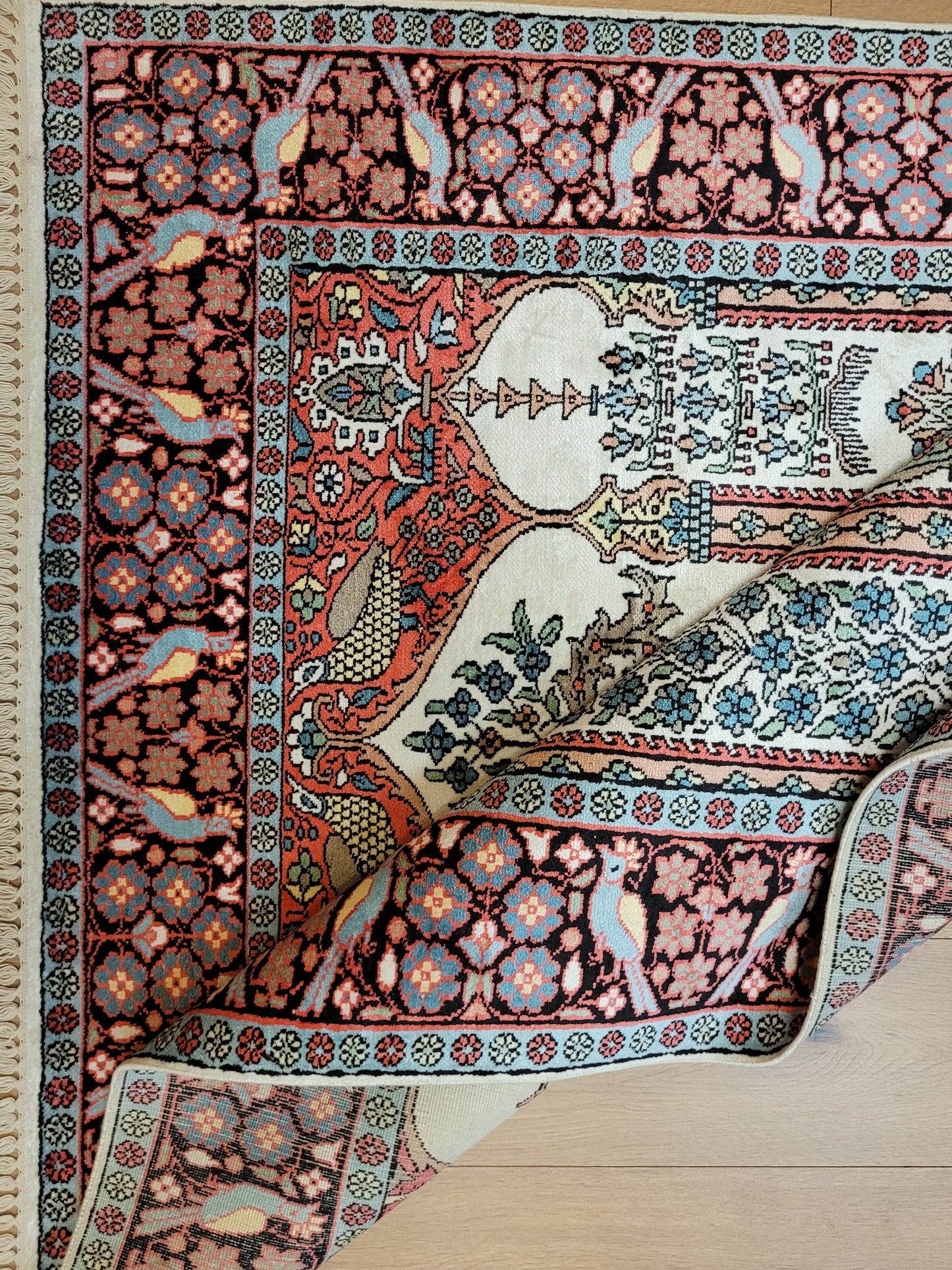 Kaschmir Seidenteppich Gebetsteppich feine Handknüpfung