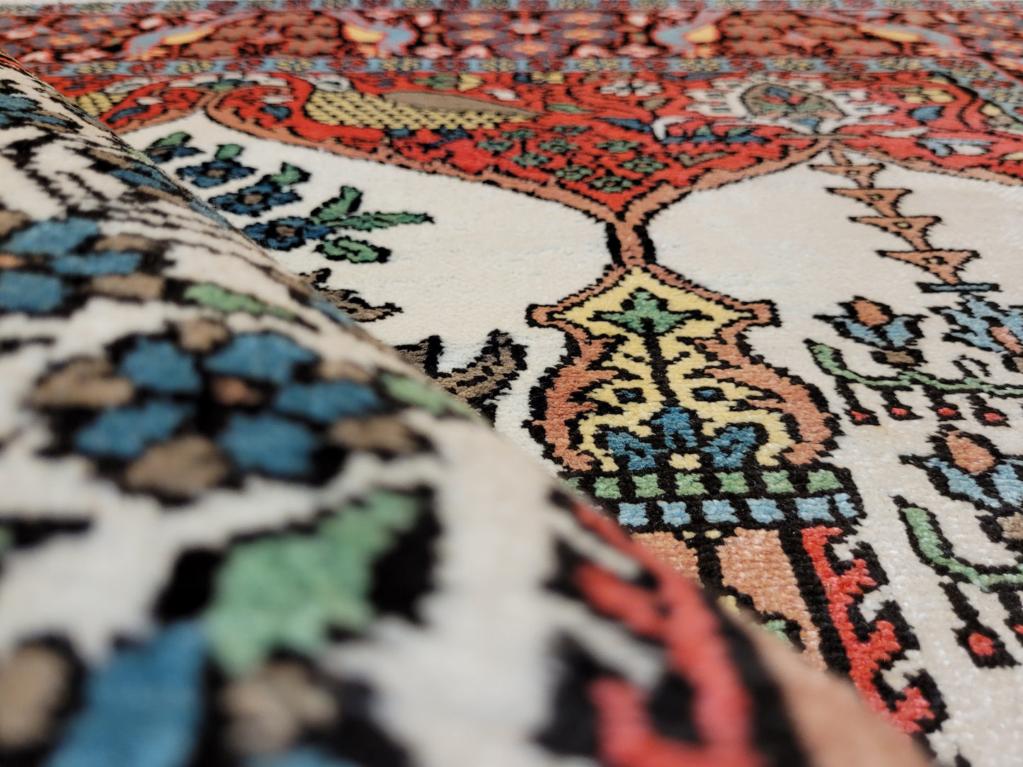 Kaschmir Seidenteppich Gebetsteppich feine Handknüpfung