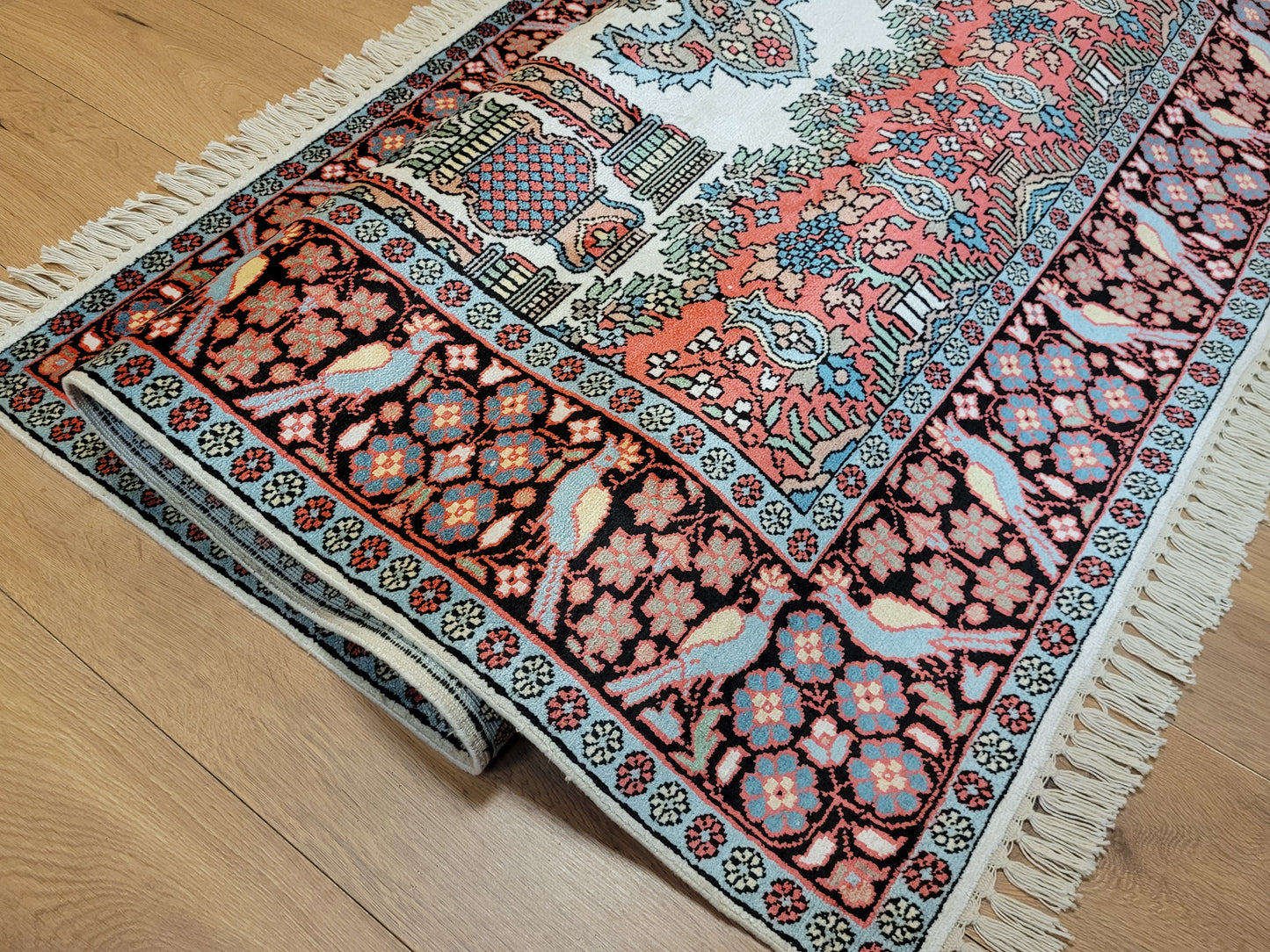 Kaschmir Seidenteppich Gebetsteppich feine Handknüpfung