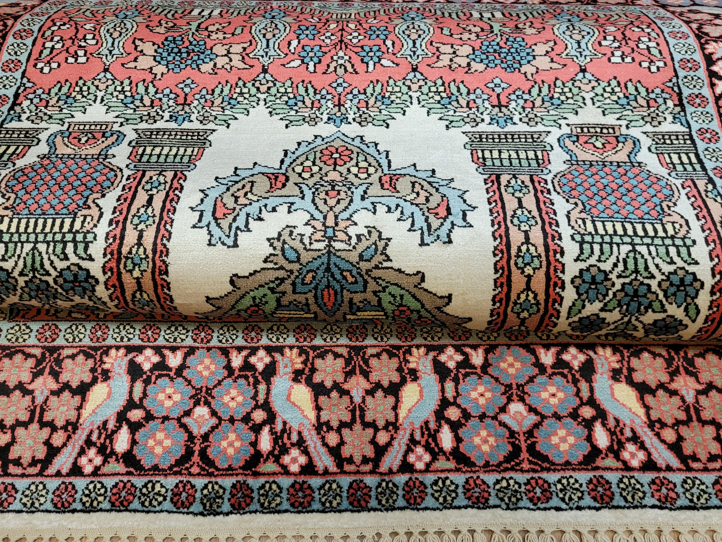 Kaschmir Seidenteppich Gebetsteppich feine Handknüpfung