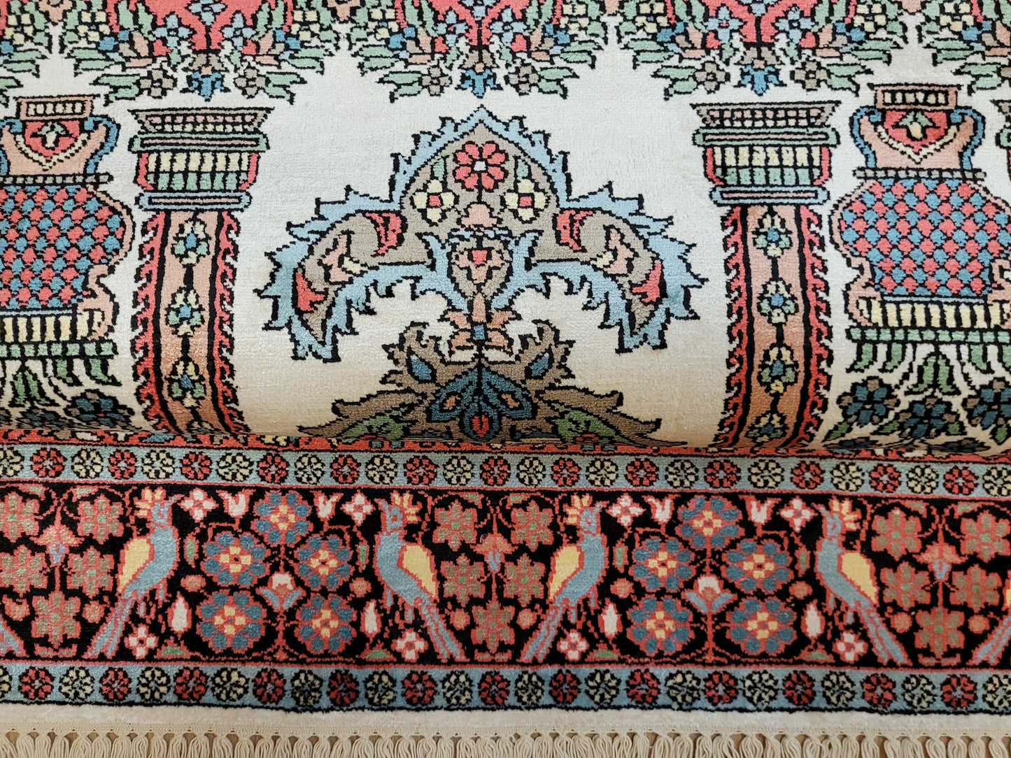 Kaschmir Seidenteppich Gebetsteppich feine Handknüpfung