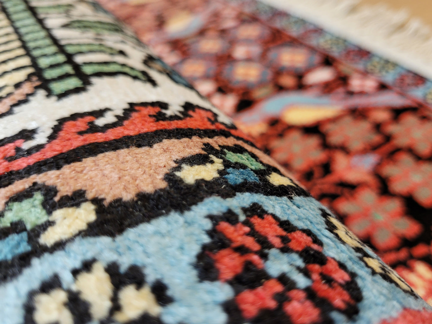 Kaschmir Seidenteppich Gebetsteppich feine Handknüpfung