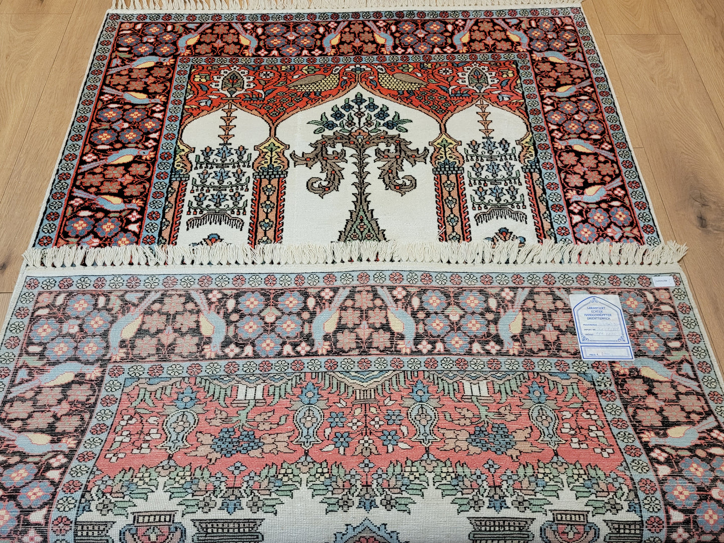 Kaschmir Seidenteppich Gebetsteppich feine Handknüpfung