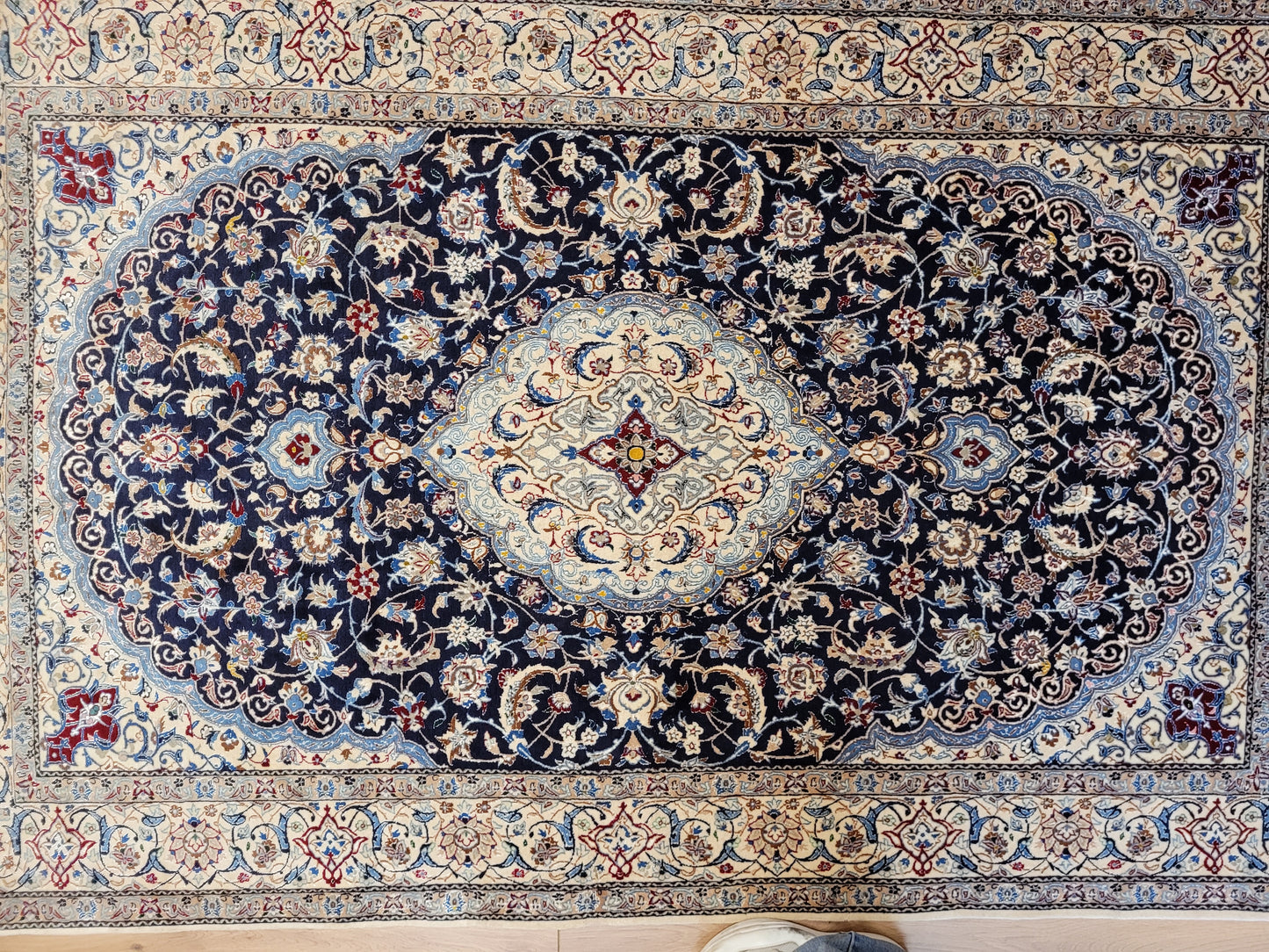 Nain Teppich Korkwolle mit Seide feine Handknüpfung