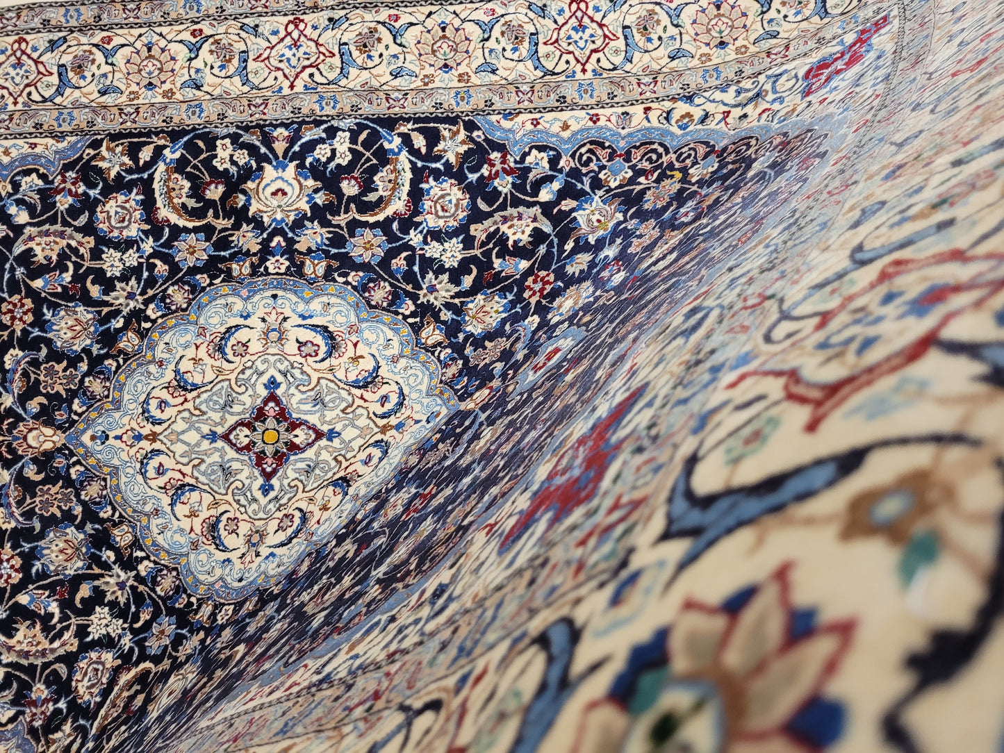 Nain Teppich Korkwolle mit Seide feine Handknüpfung