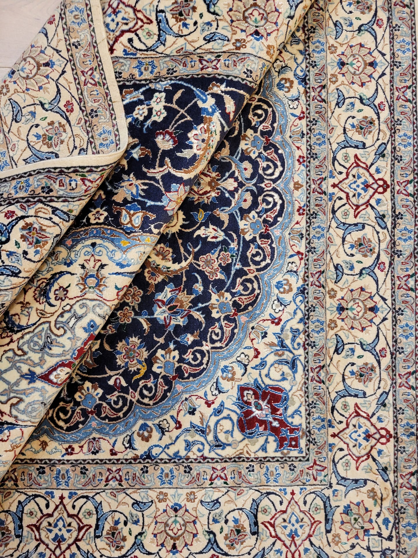 Nain Teppich Korkwolle mit Seide feine Handknüpfung