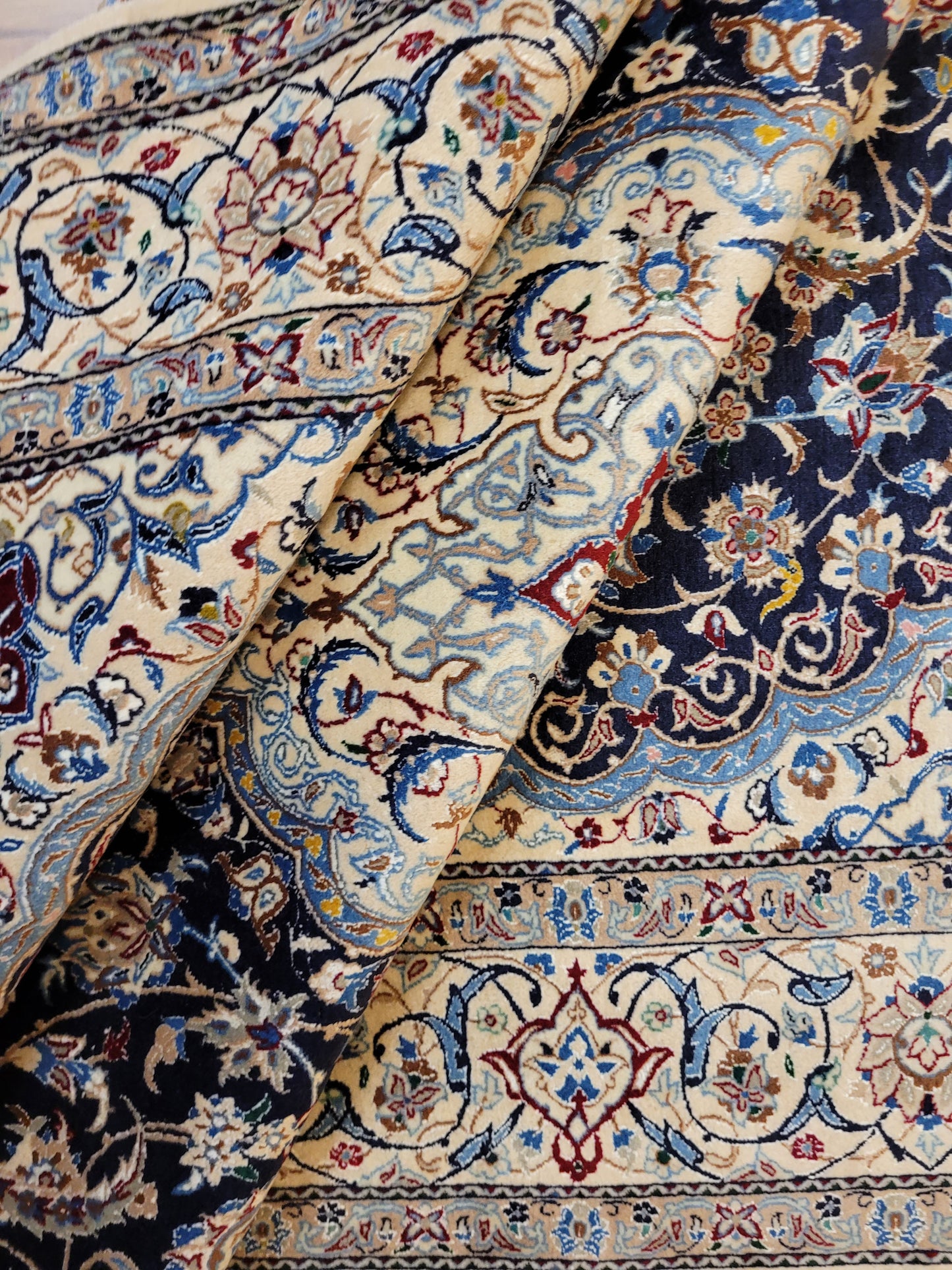 Nain Teppich Korkwolle mit Seide feine Handknüpfung