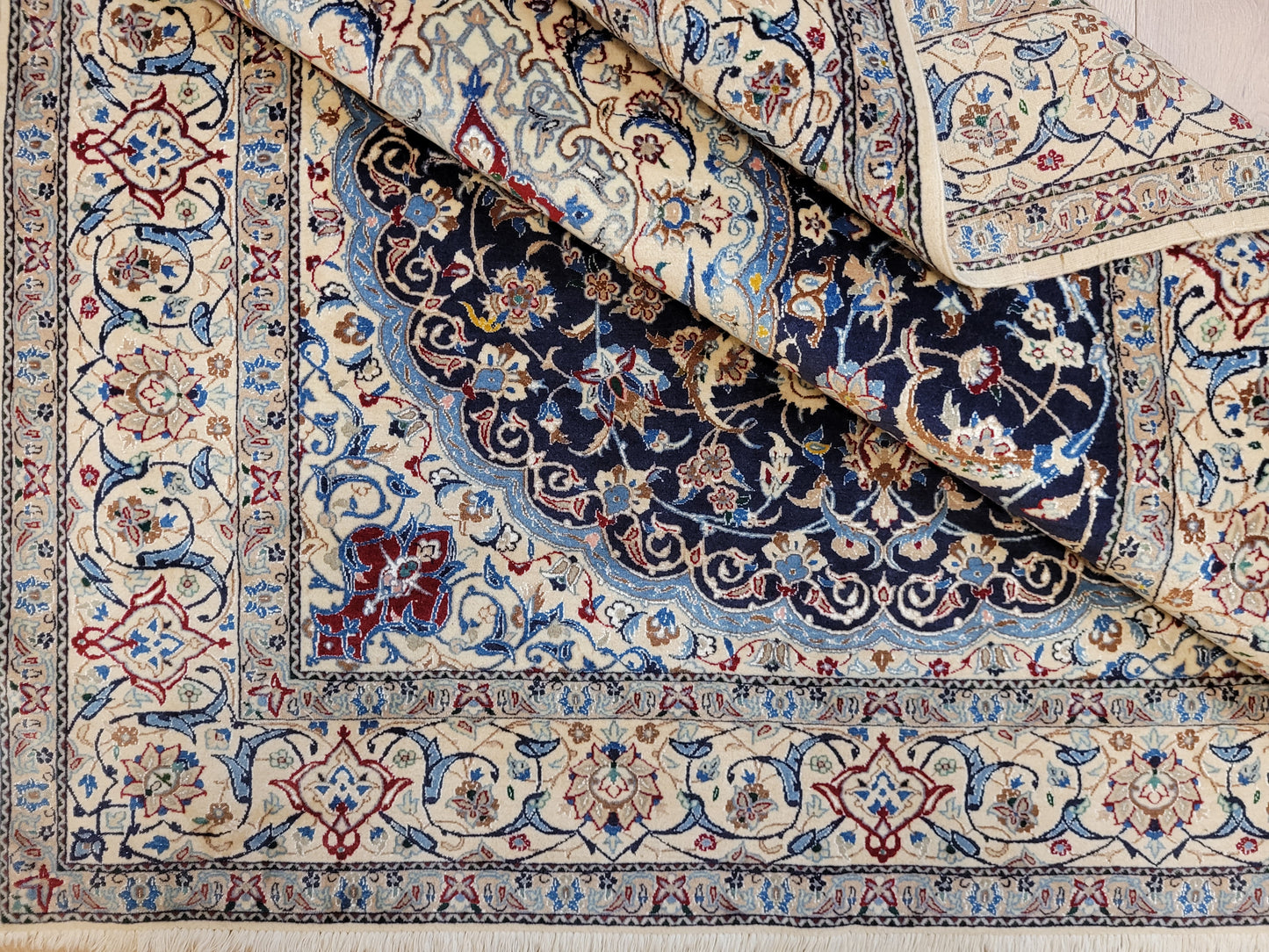 Nain Teppich Korkwolle mit Seide feine Handknüpfung