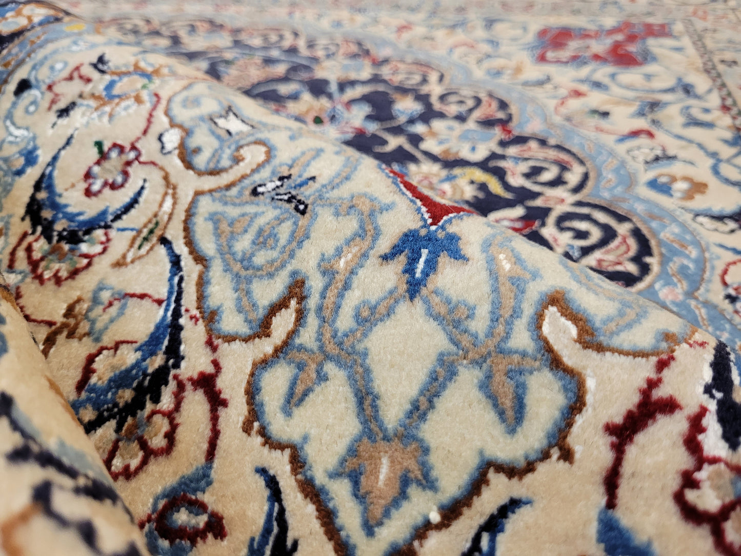 Nain Teppich Korkwolle mit Seide feine Handknüpfung