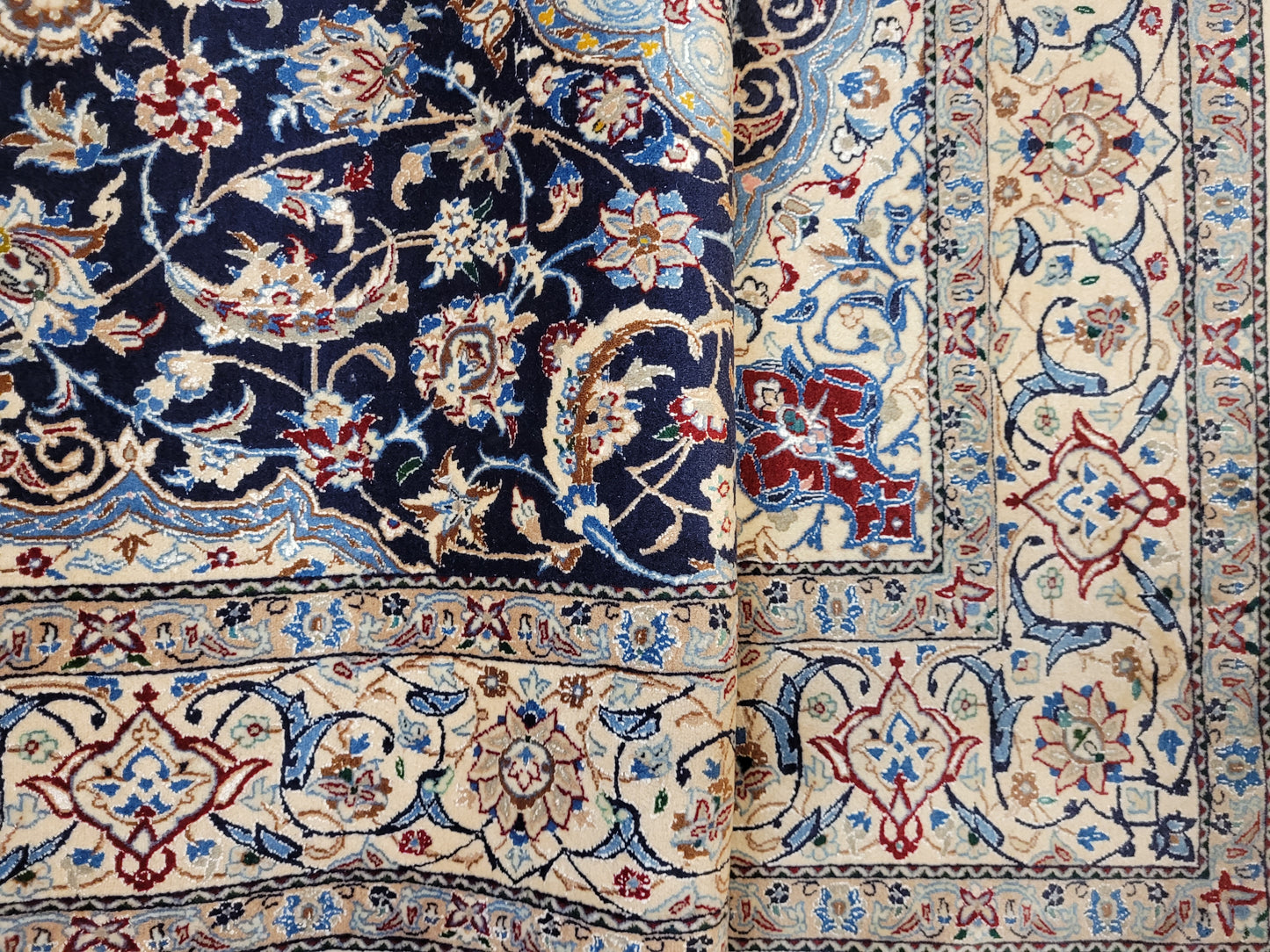 Nain Teppich Korkwolle mit Seide feine Handknüpfung