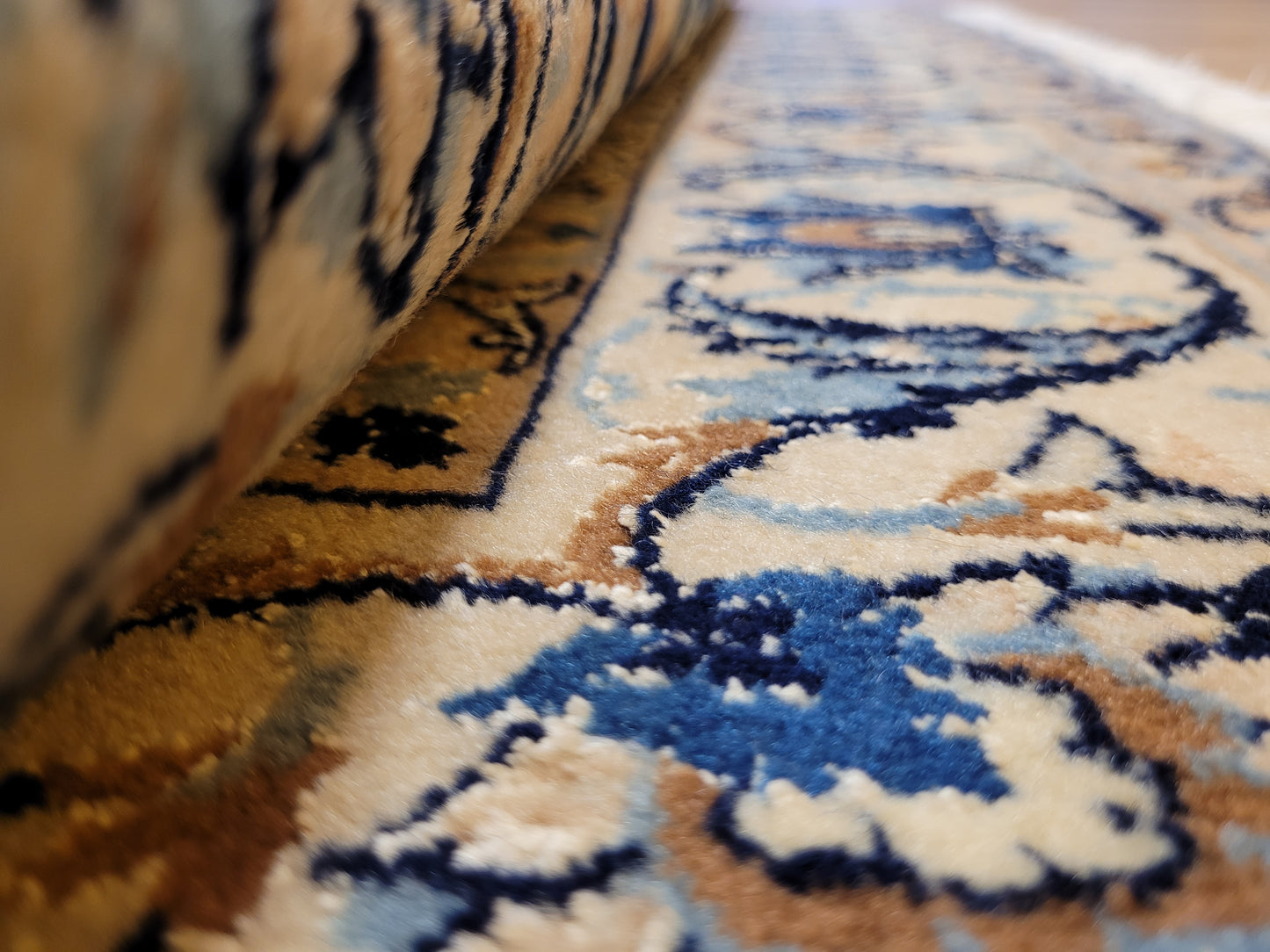 Nain Teppich Korkwolle mit Seide feine Handarbeit