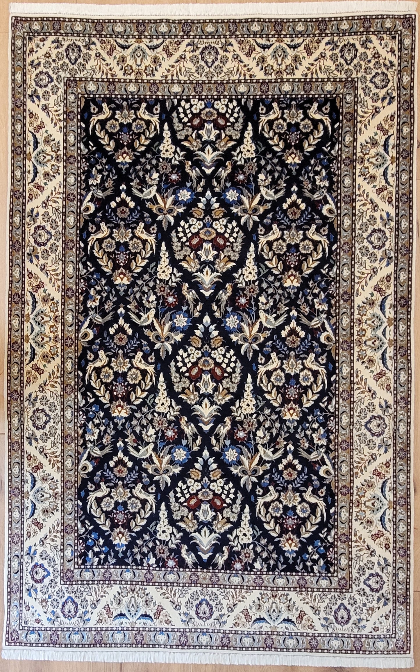 Nain Teppich Korkwolle mit Seide feine Handknüpfung