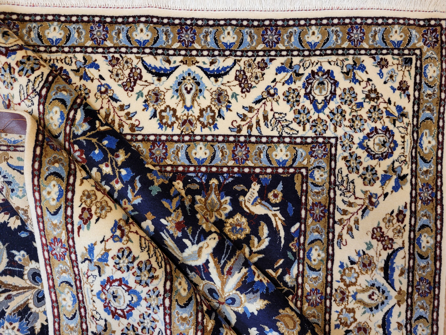 Nain Teppich Korkwolle mit Seide feine Handknüpfung