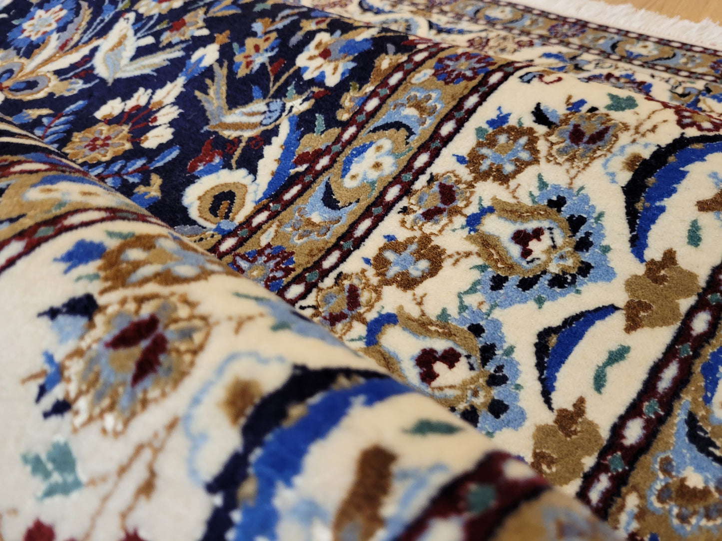 Nain Teppich Korkwolle mit Seide feine Handknüpfung